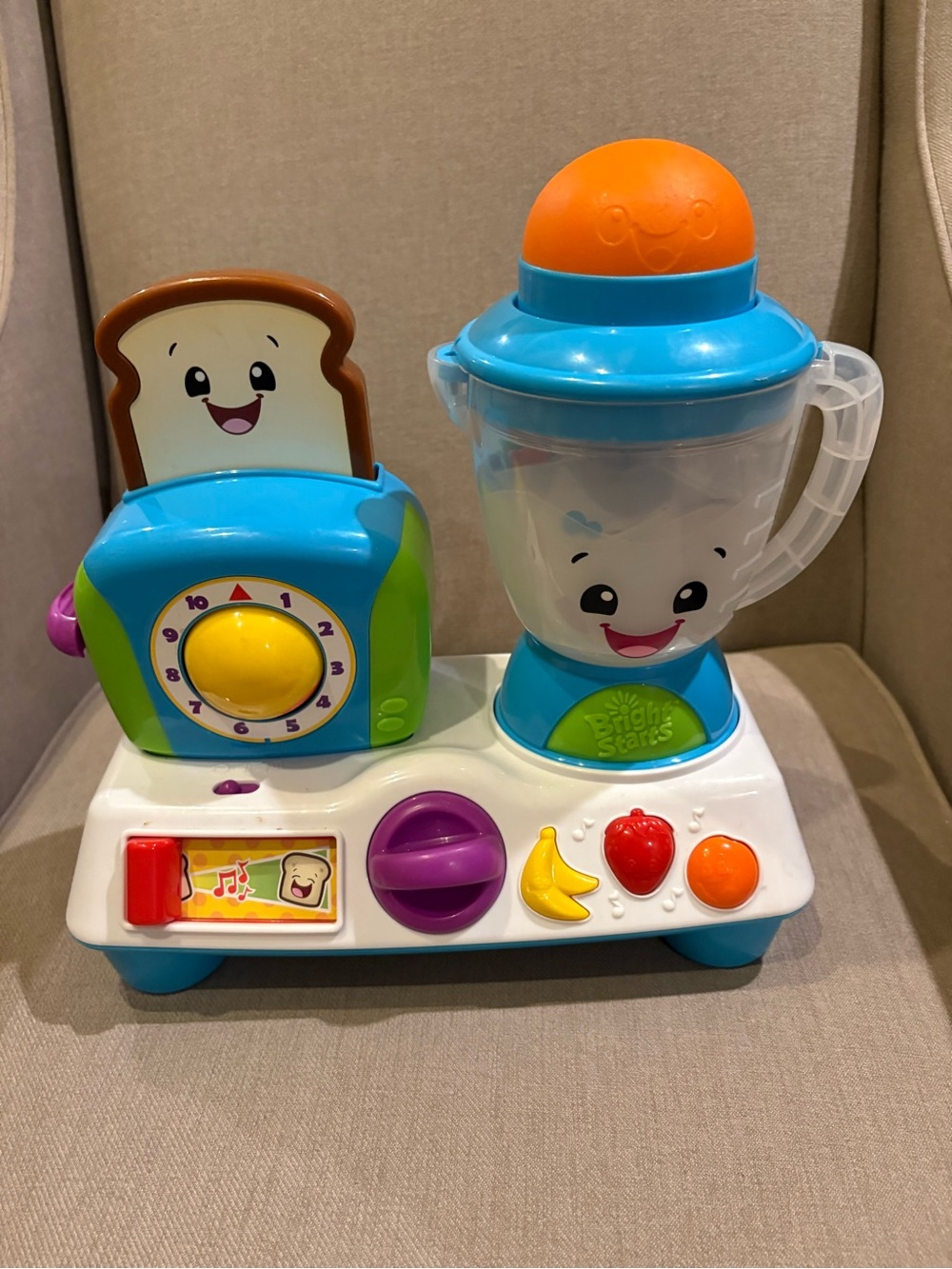Colorful Blue & Orange Kids Toast & Blender Playset